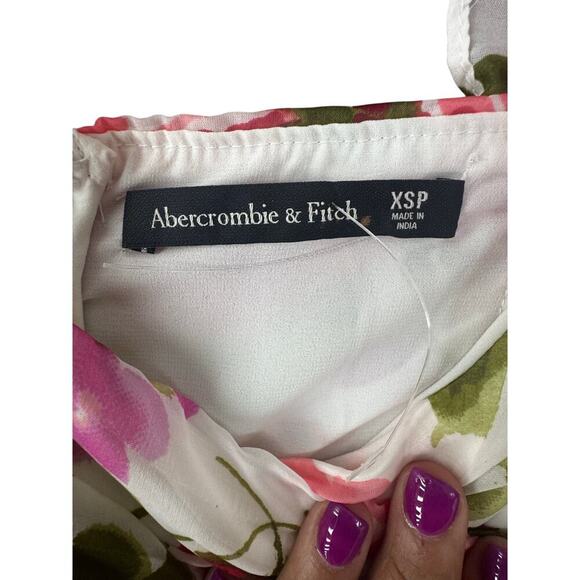 Abercrombie & Fitch Floral Ruffle Midi Dress White Multi XSP New w/ Tags - Picture 4 of 4
